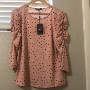 Brand new Adrianna Papell top 3/4 sleeve polka dot new with tags